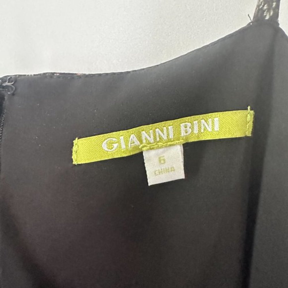 Gianni Bini Black and Floral Satin Slip Dress Square Neck Size 6 - Picture 6 of 6